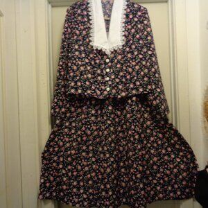 1980s Vintage Florals Sweetipie Country Romance Top w Collar & Maxi Skirt Set L